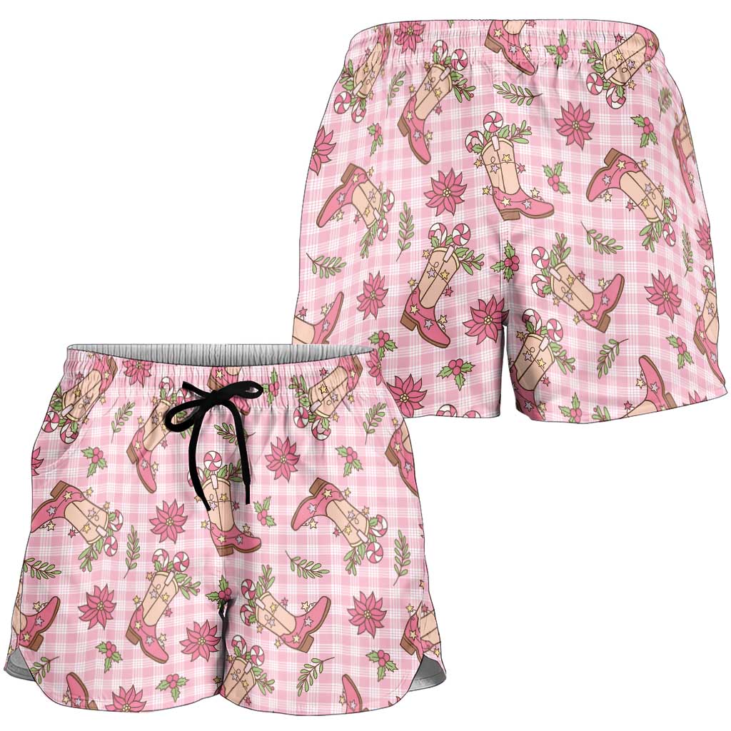 Pink Paniolo Palaka Hawaiian Cowgirl Christmas Shorts for Women LT9 - Polynesian Pride