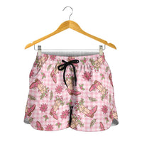 Pink Paniolo Palaka Hawaiian Cowgirl Christmas Shorts for Women LT9 - Polynesian Pride