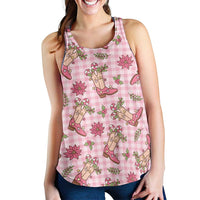 Pink Paniolo Palaka Hawaiian Cowgirl Christmas Women Racerback Tank LT9 - Polynesian Pride