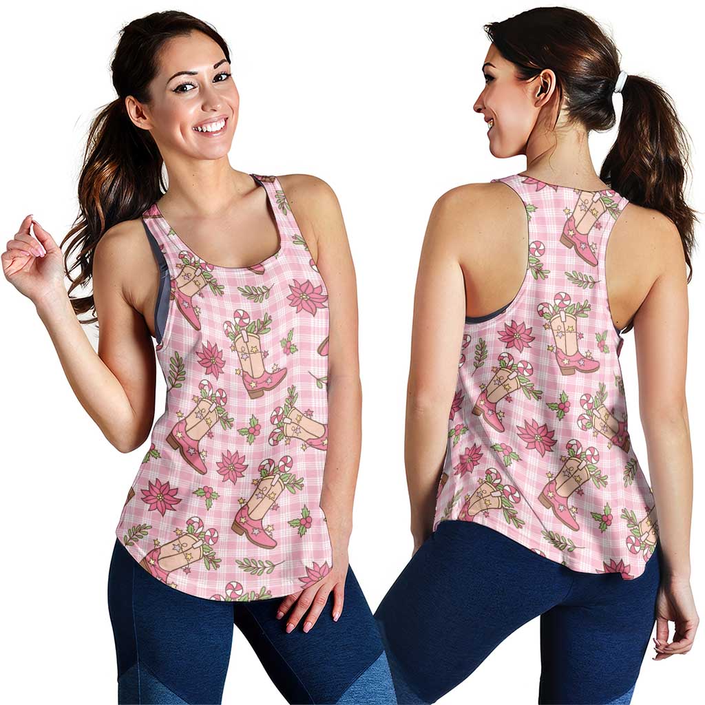 Pink Paniolo Palaka Hawaiian Cowgirl Christmas Women Racerback Tank LT9 - Polynesian Pride