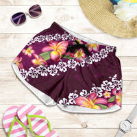 Pink Polynesia Shorts for Women Plumeria With Hibiscus Pattern Tropical Vibes LT14 Pink - Polynesian Pride