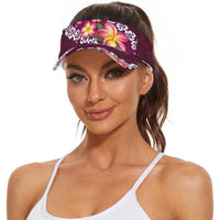 Pink Polynesia Sun Visor Cap Plumeria With Hibiscus Pattern Tropical Vibes