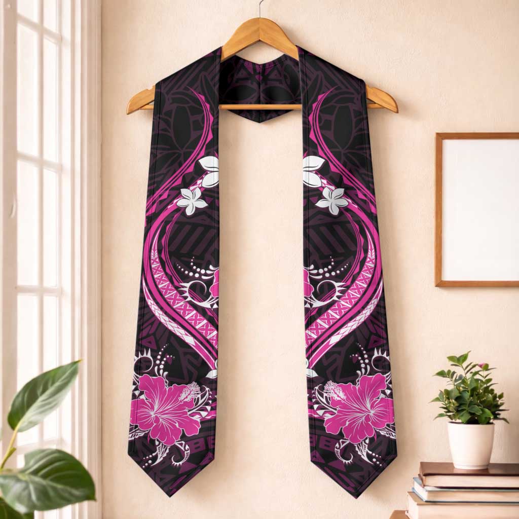 Pink Polynesian Pattern With Tropical Flowers Graduation Stole