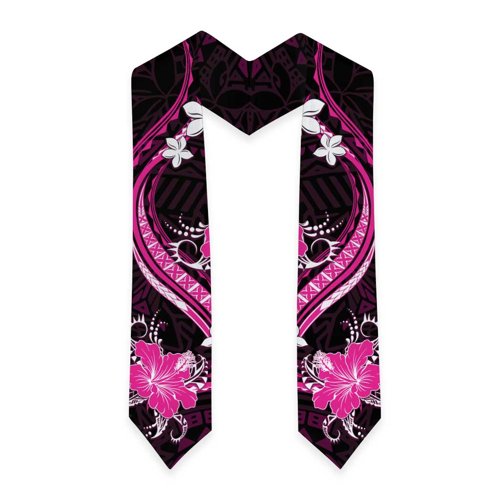 Pink Polynesian Pattern With Tropical Flowers Graduation Stole