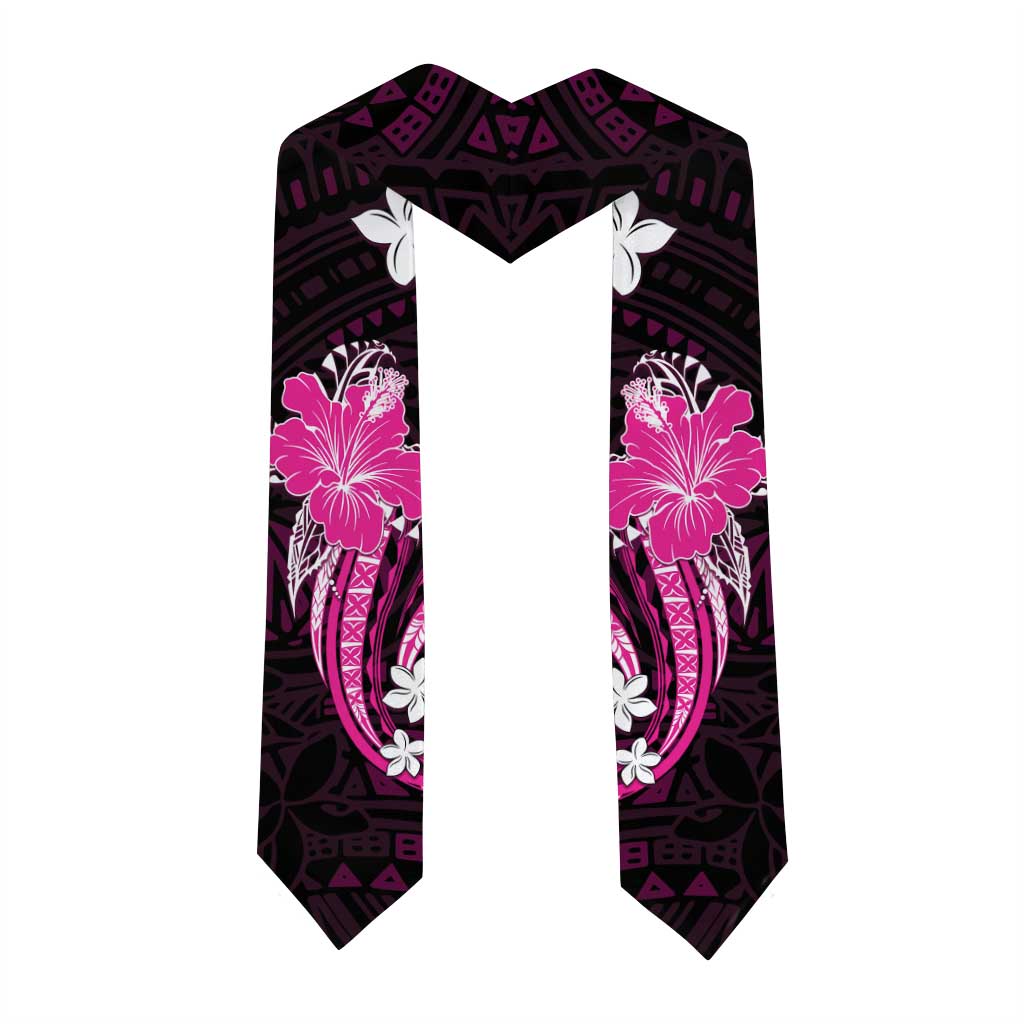 Pink Polynesian Pattern With Tropical Flowers Graduation Stole