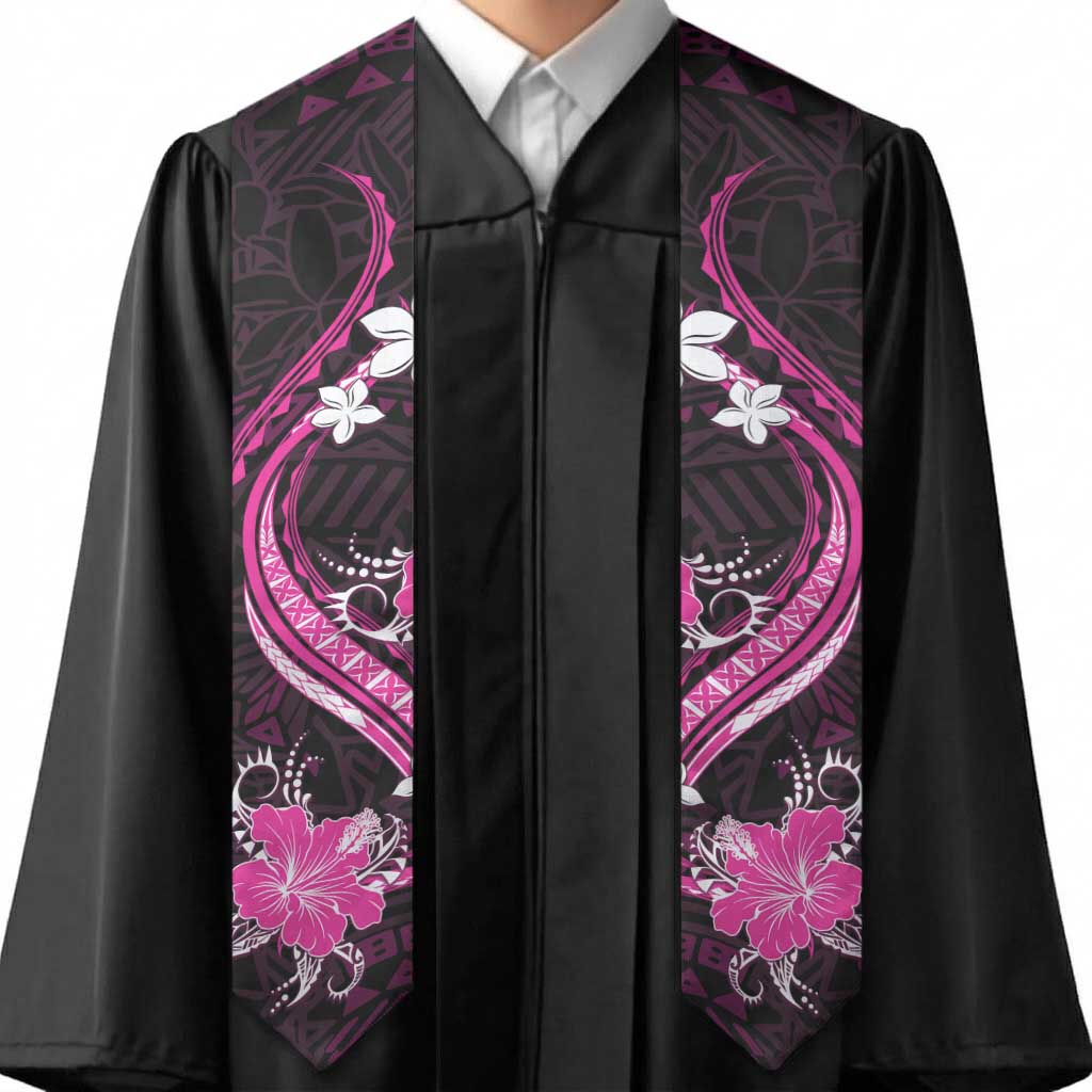 Pink Polynesian Pattern With Tropical Flowers Graduation Stole