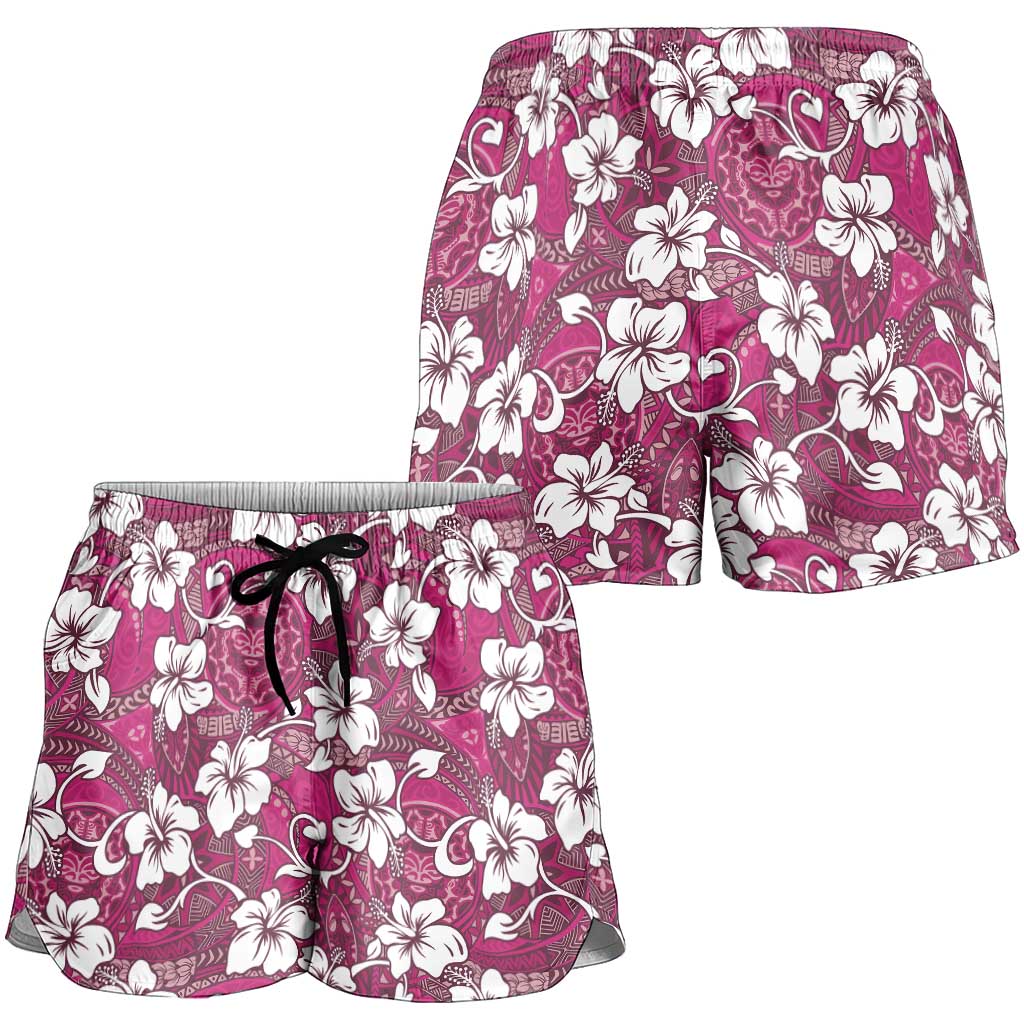 Piqi Bula Fiji Shorts for Women Fijian Tapa Seamless Hibiscus LT14 - Polynesian Pride