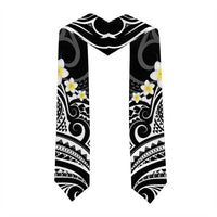 Plumeria With Black Polynesian Tattoo Pattern Graduation Stole