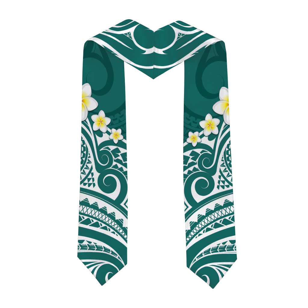 Plumeria With Teal Polynesian Tattoo Pattern Graduation Stole