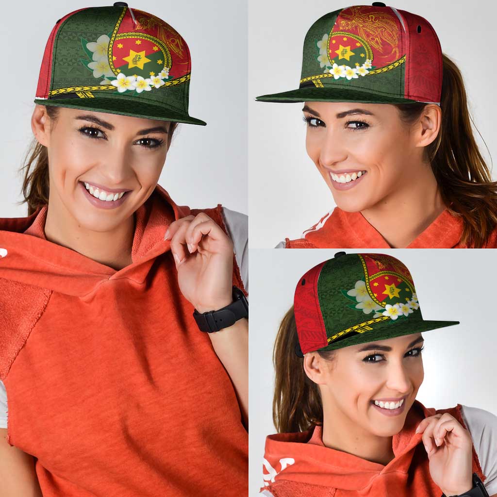 PNG Isten Hailans Provins Snapback Cap Papua New Guinea Plumeria Melanesian Pattern - Polynesian Pride