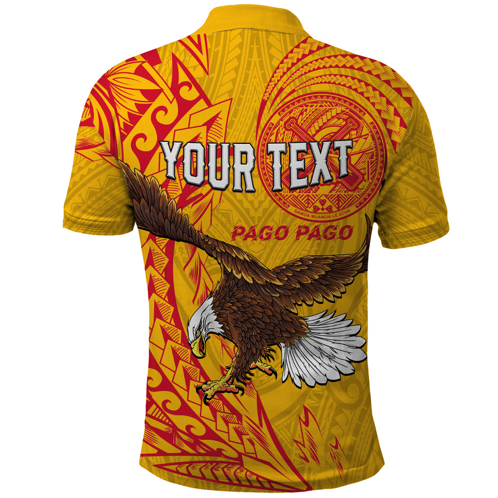 Personalised American Samoa Flag Day Polo Shirt Fautasi Race Pago Pago-Aeto Eagle Wings Tribal Seal Style LT03 - Polynesian Pride