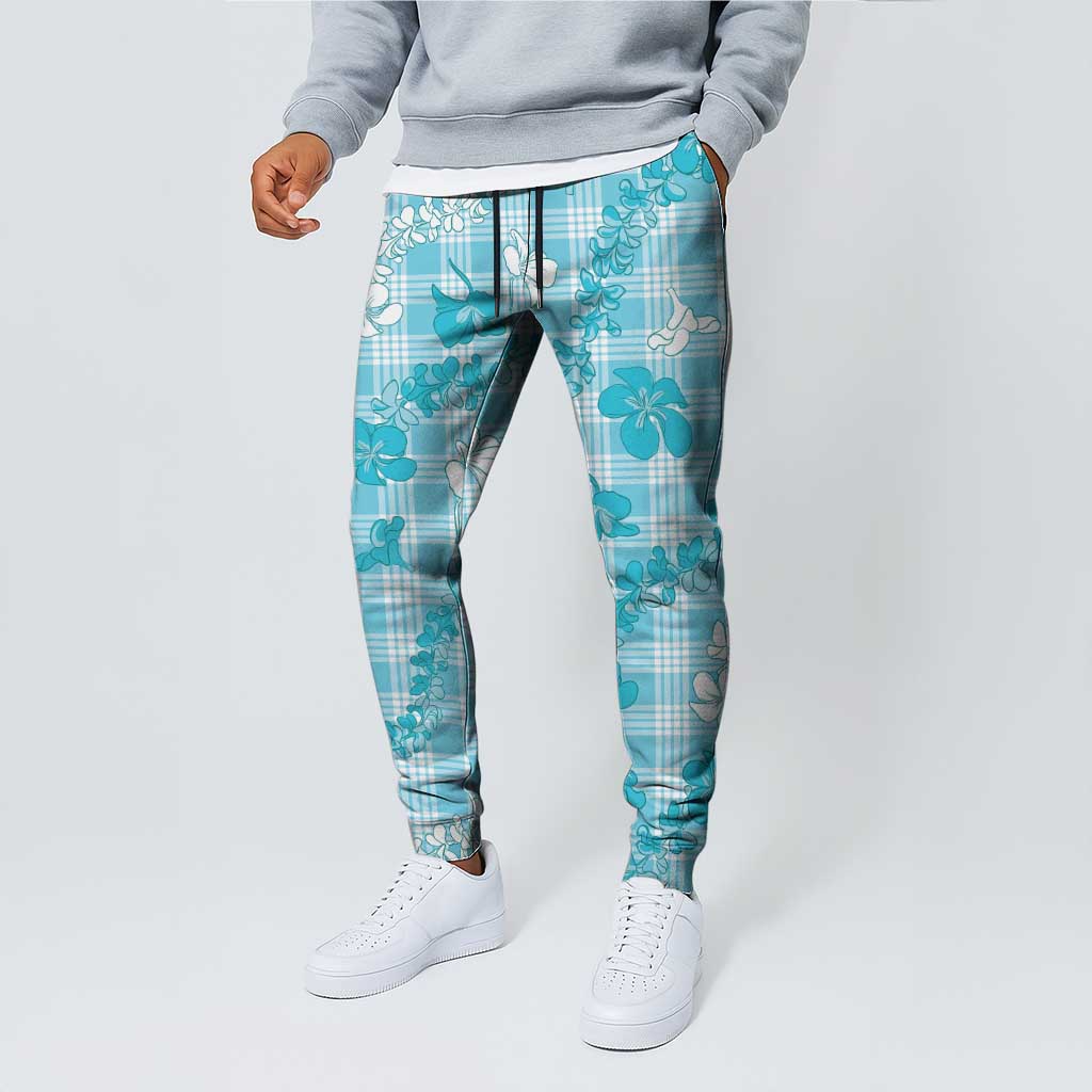 Polu Aloha Hawaii Jogger Pants Plumeria Lei With Palaka Motif - Polynesian Pride