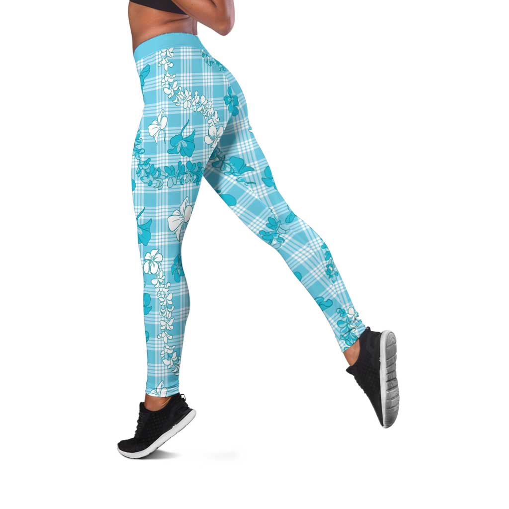 Polu Aloha Hawaii Leggings Plumeria Lei With Palaka Motif - Polynesian Pride