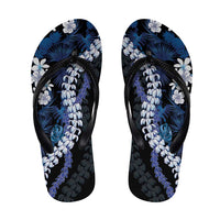 Polu Aloha Hawaii Lei Flip Flops Tropical Flowers Elegant Vibe LT14 Blue - Polynesian Pride