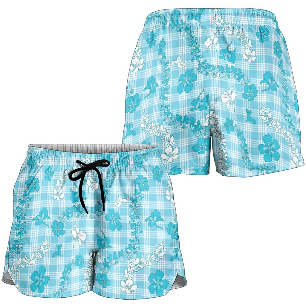 Polu Aloha Hawaii Shorts for Women Plumeria Lei With Palaka Motif LT14 - Polynesian Pride