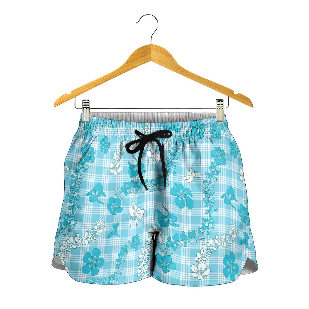 Polu Aloha Hawaii Shorts for Women Plumeria Lei With Palaka Motif LT14 - Polynesian Pride