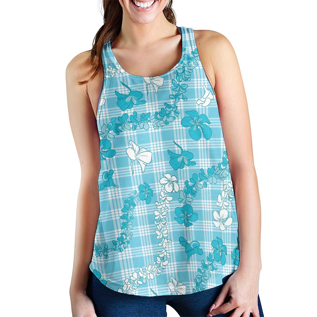 Polu Aloha Hawaii Women Racerback Tank Plumeria Lei With Palaka Motif LT14 - Polynesian Pride
