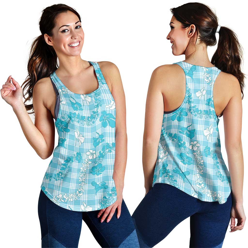 Polu Aloha Hawaii Women Racerback Tank Plumeria Lei With Palaka Motif LT14 - Polynesian Pride