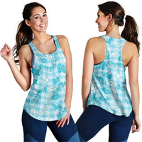 Polu Aloha Hawaii Women Racerback Tank Plumeria Lei With Palaka Motif LT14 - Polynesian Pride