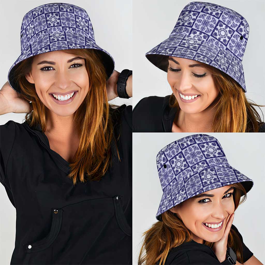 Polu Palaka Quilt Hawaii Bucket Hat Hawaiian Tropical Monstera Sea Turtle