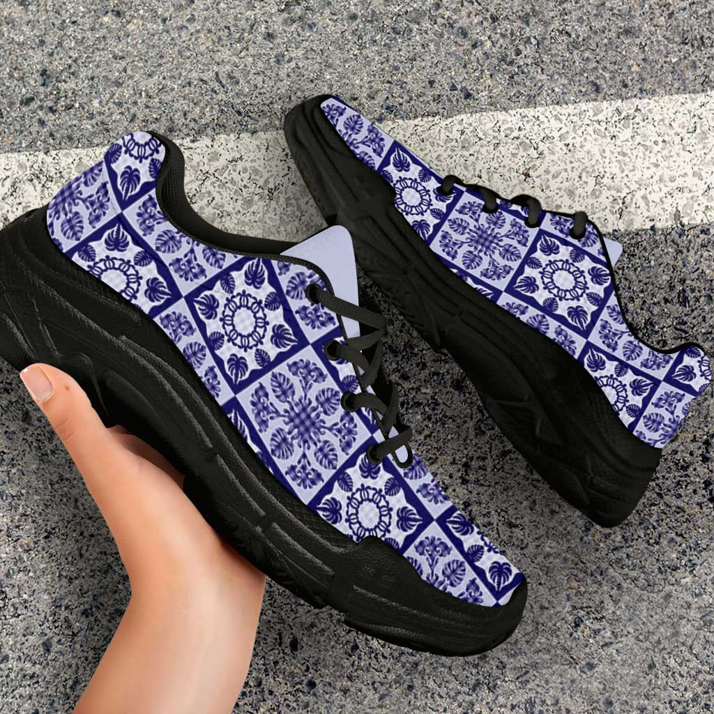 Polu Palaka Quilt Hawaii Chunky Sneakers Hawaiian Tropical Monstera Sea Turtle LT14 - Polynesian Pride