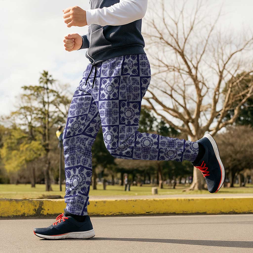 Polu Palaka Quilt Hawaii Jogger Pants Hawaiian Tropical Monstera Sea Turtle