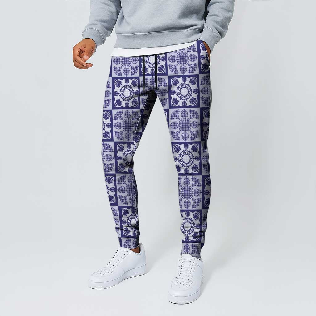 Polu Palaka Quilt Hawaii Jogger Pants Hawaiian Tropical Monstera Sea Turtle