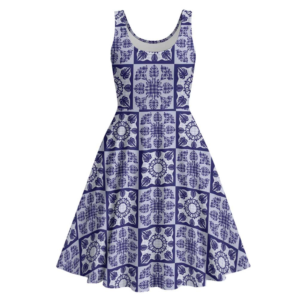 Polu Palaka Quilt Hawaii Midi Dress Hawaiian Tropical Monstera Sea Turtle
