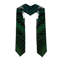 Polynesia Floral Tattoo Graduation Stole With Aqua Gradient Plumeria