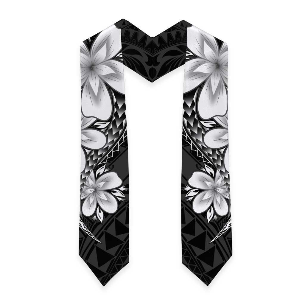Polynesia Floral Tattoo Graduation Stole With Black Plumeria