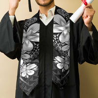 Polynesia Floral Tattoo Graduation Stole With Black Plumeria