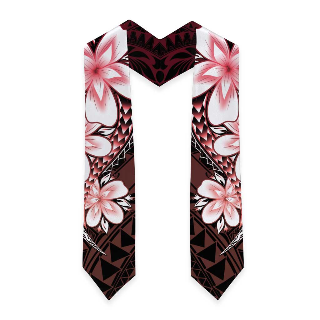 Polynesia Floral Tattoo Graduation Stole With Red Gradient Plumeria