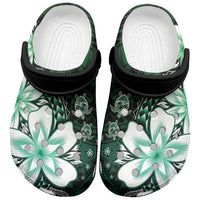 Polynesia Romantic Valentine Clogs Shoes Sea Turtle Couple With Aqua Gradient Plumeria LT05 Aqua - Polynesian Pride