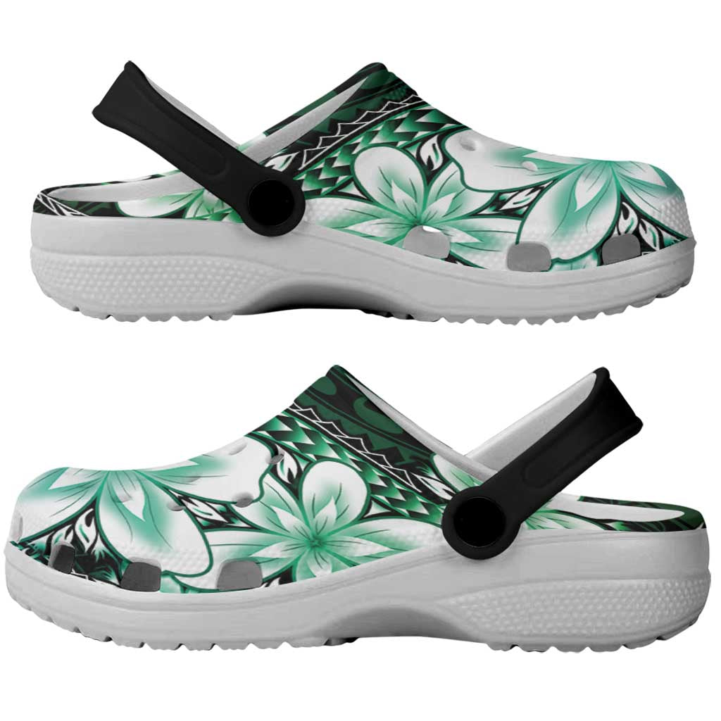 Polynesia Romantic Valentine Clogs Shoes Sea Turtle Couple With Aqua Gradient Plumeria LT05 - Polynesian Pride