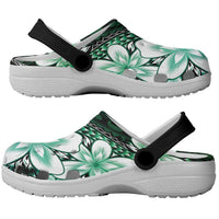 Polynesia Romantic Valentine Clogs Shoes Sea Turtle Couple With Aqua Gradient Plumeria LT05 - Polynesian Pride