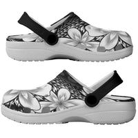Polynesia Romantic Valentine Clogs Shoes Sea Turtle Couple With Black Plumeria