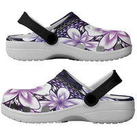 Polynesia Romantic Valentine Clogs Shoes Sea Turtle Couple With Purple Gradient Plumeria