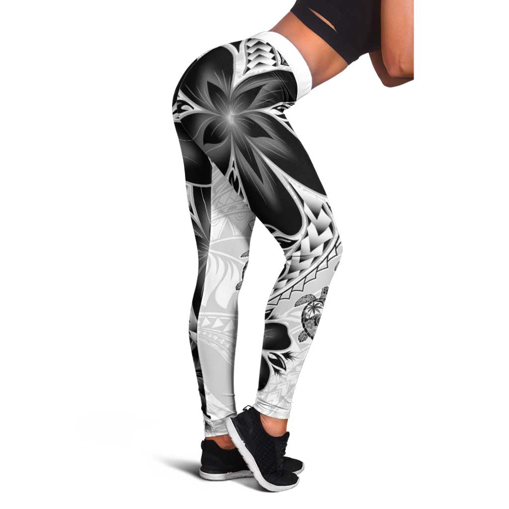 Polynesia Romantic Valentine Leggings Sea Turtle Couple With White Plumeria LT05 - Polynesian Pride