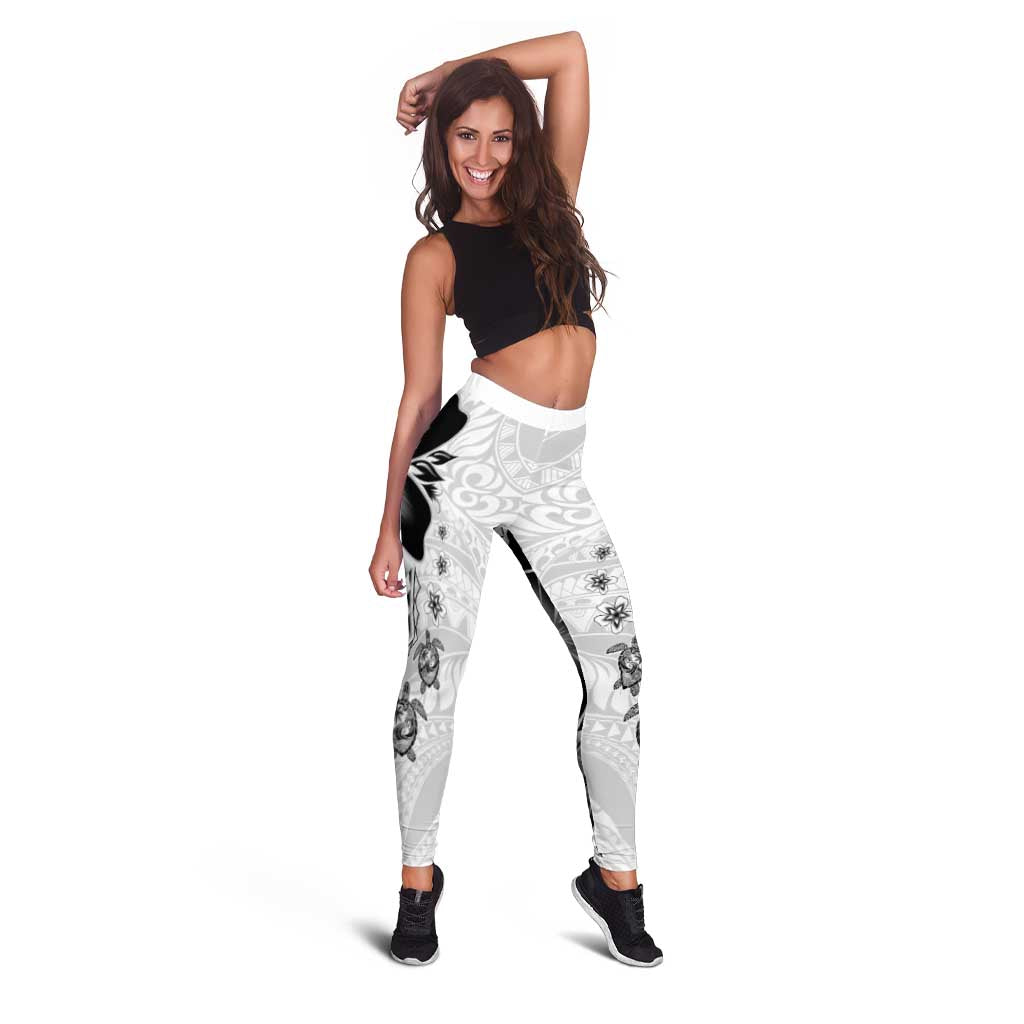 Polynesia Romantic Valentine Leggings Sea Turtle Couple With White Plumeria LT05 - Polynesian Pride