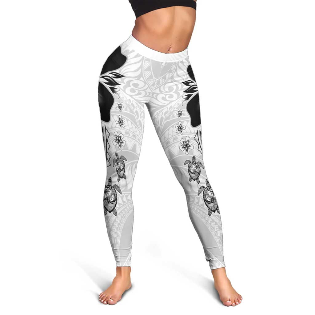 Polynesia Romantic Valentine Leggings Sea Turtle Couple With White Plumeria LT05 - Polynesian Pride