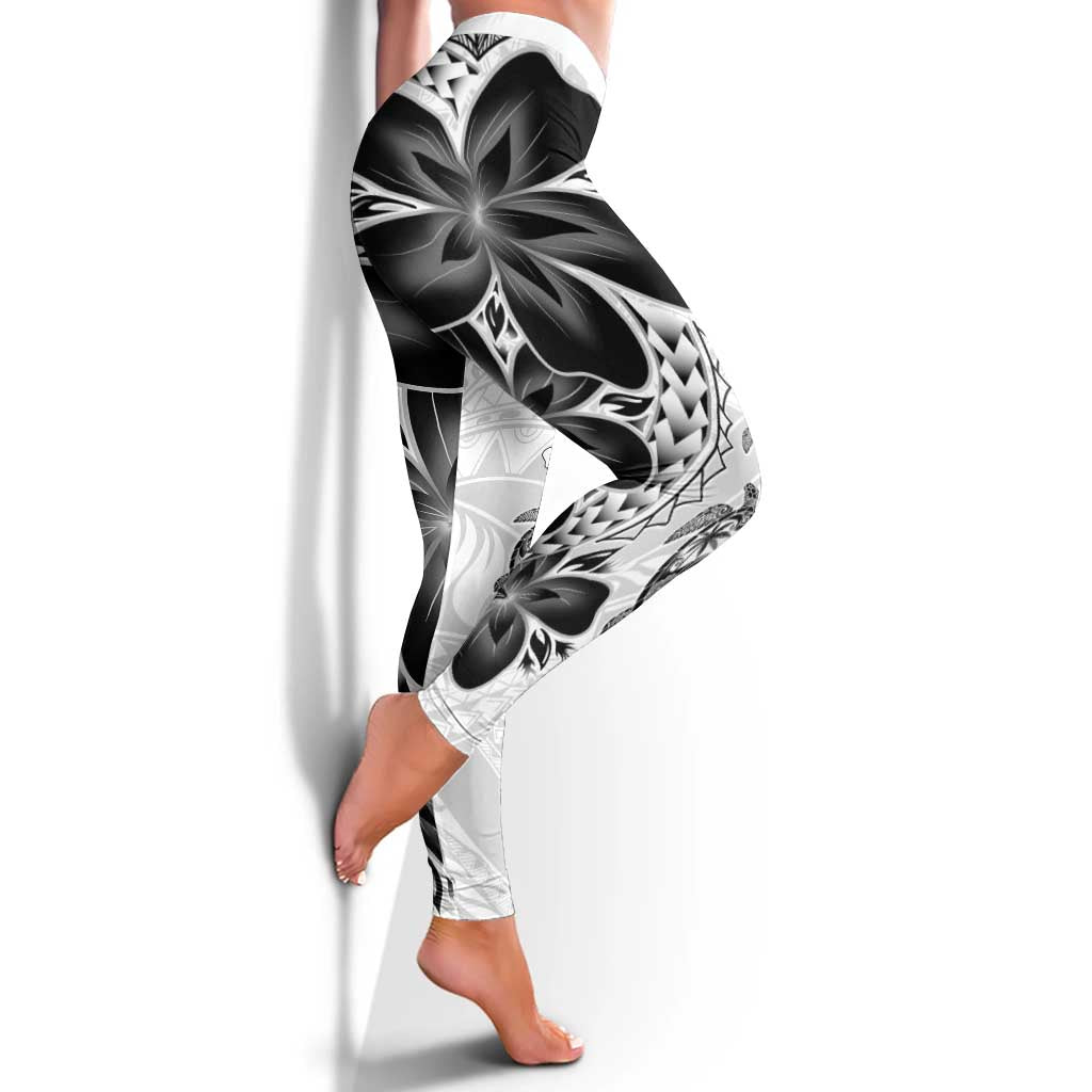 Polynesia Romantic Valentine Leggings Sea Turtle Couple With White Plumeria LT05 - Polynesian Pride