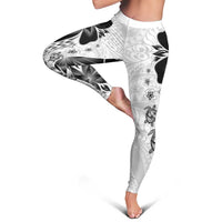 Polynesia Romantic Valentine Leggings Sea Turtle Couple With White Plumeria LT05 - Polynesian Pride