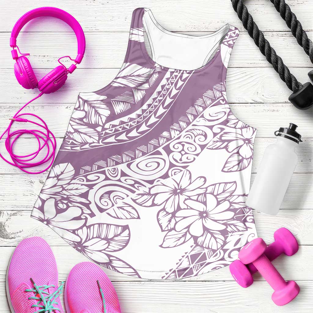 Polynesia Women Racerback Tank Polynesian Tropical Flowers Purple Pastel Vibes LT14 Purple - Polynesian Pride