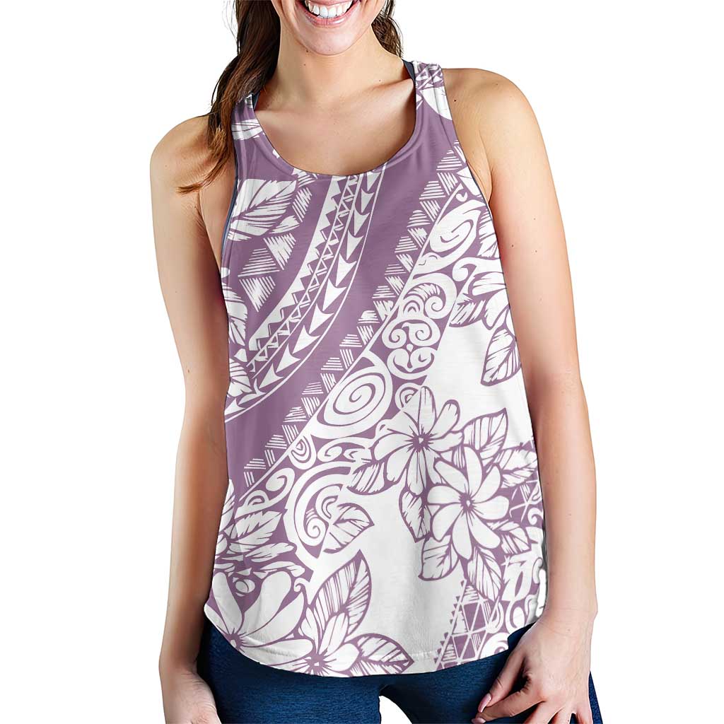 Polynesia Women Racerback Tank Polynesian Tropical Flowers Purple Pastel Vibes LT14 - Polynesian Pride