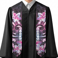 Polynesian Art Tattoo Graduation Stole Plumeria Flowers Pink Gradient