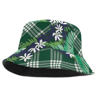 Polynesian Monstera Tiare Floral Bucket Hat Forest Green Tropical Plaid LT01 One Size Green - Polynesian Pride