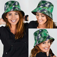 Polynesian Monstera Tiare Floral Bucket Hat Forest Green Tropical Plaid LT01 - Polynesian Pride
