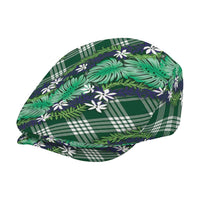Polynesian Monstera Tiare Floral Jeff Hat Forest Green Tropical Plaid - Polynesian Pride