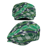 Polynesian Monstera Tiare Floral Jeff Hat Forest Green Tropical Plaid - Polynesian Pride