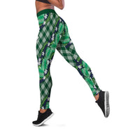 Polynesian Monstera Tiare Floral Leggings Forest Green Tropical Plaid LT01 Green - Polynesian Pride